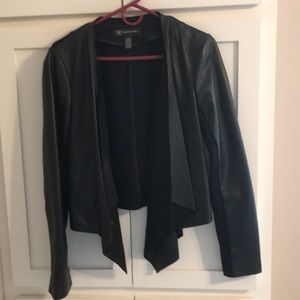 Light weight faux leather and knit jacket